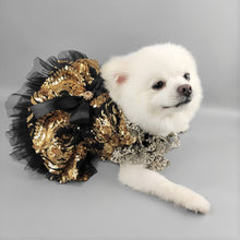 Load image into Gallery viewer, MC PET Bella Black Dress with Golden Sequins
