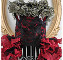 Load image into Gallery viewer, MC PET Alice Ruffled Lace Dress in Black and Red
