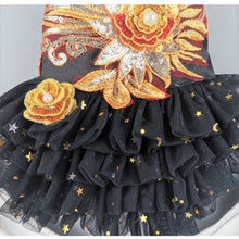 Load image into Gallery viewer, MC PET Esme Lace Dress Black with Sequined Rose decoration
