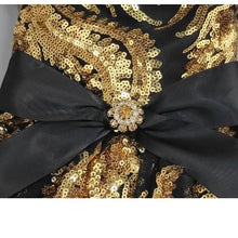 Load image into Gallery viewer, MC PET Bella Black Dress with Golden Sequins
