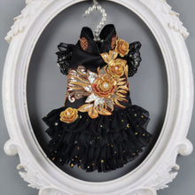 Load image into Gallery viewer, MC PET Esme Lace Dress Black with Sequined Rose decoration
