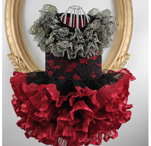 Load image into Gallery viewer, MC PET Alice Ruffled Lace Dress in Black and Red
