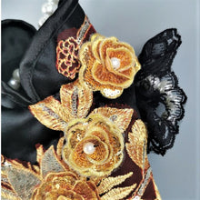 Load image into Gallery viewer, MC PET Esme Lace Dress Black with Sequined Rose decoration
