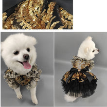 Load image into Gallery viewer, MC PET Bella Black Dress with Golden Sequins
